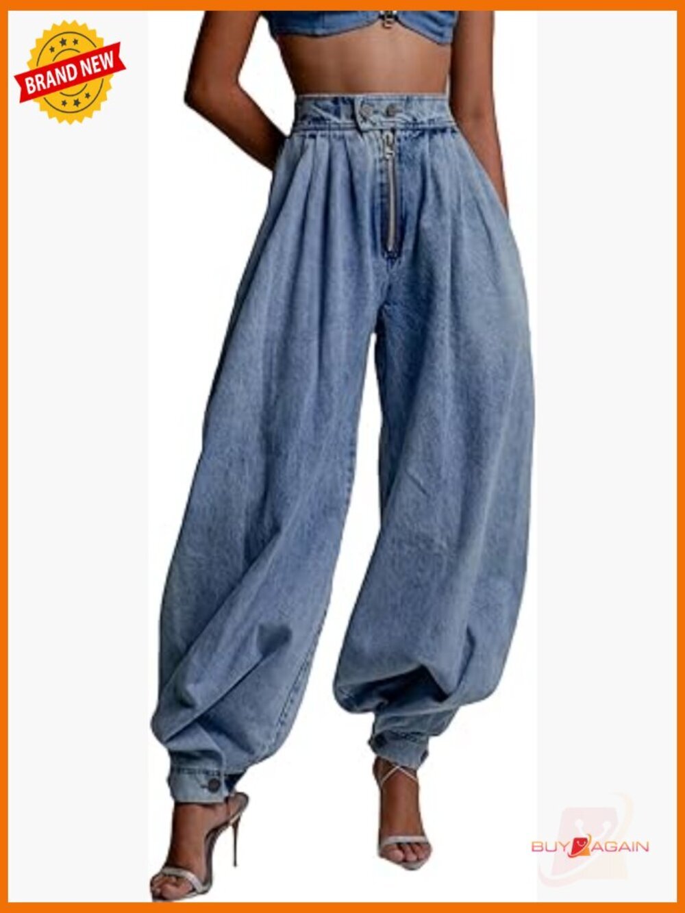 High Waisted Wide Leg Harem Jeans Loose Baggy Casual Denim Pants
